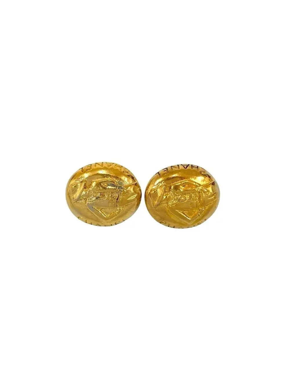 Chanel Vintage Earrings Gold-Tone Metal #215642C59B